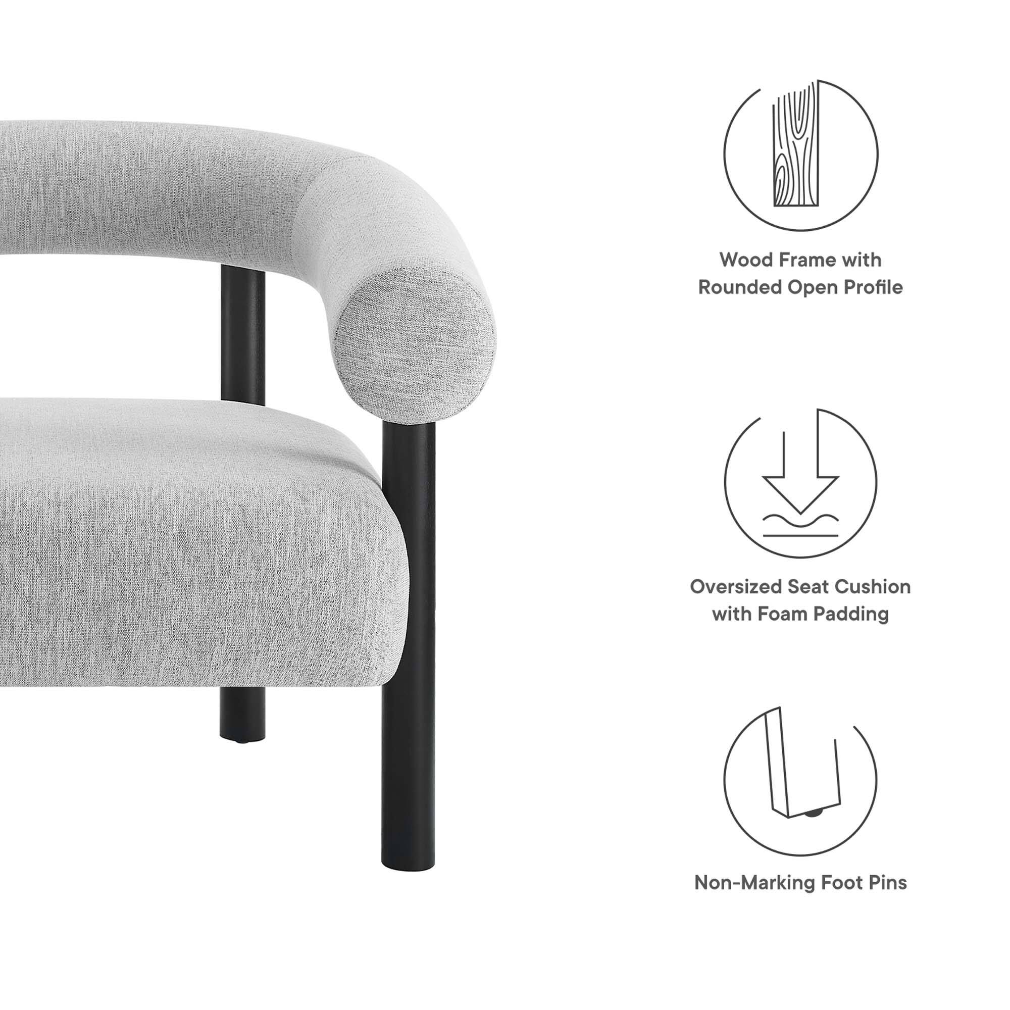 Wood Frame with Rounded Open Profile  
Oversized Seat Cushion with Foam Padding  
Non-Marking Foot Pins