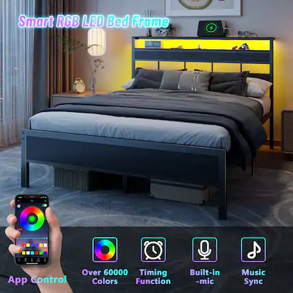 Smart RGB LED Bed Frame
- App Control
- Over 60000 Colors
- Timing Function
- Built-in -mic
- Music Sync