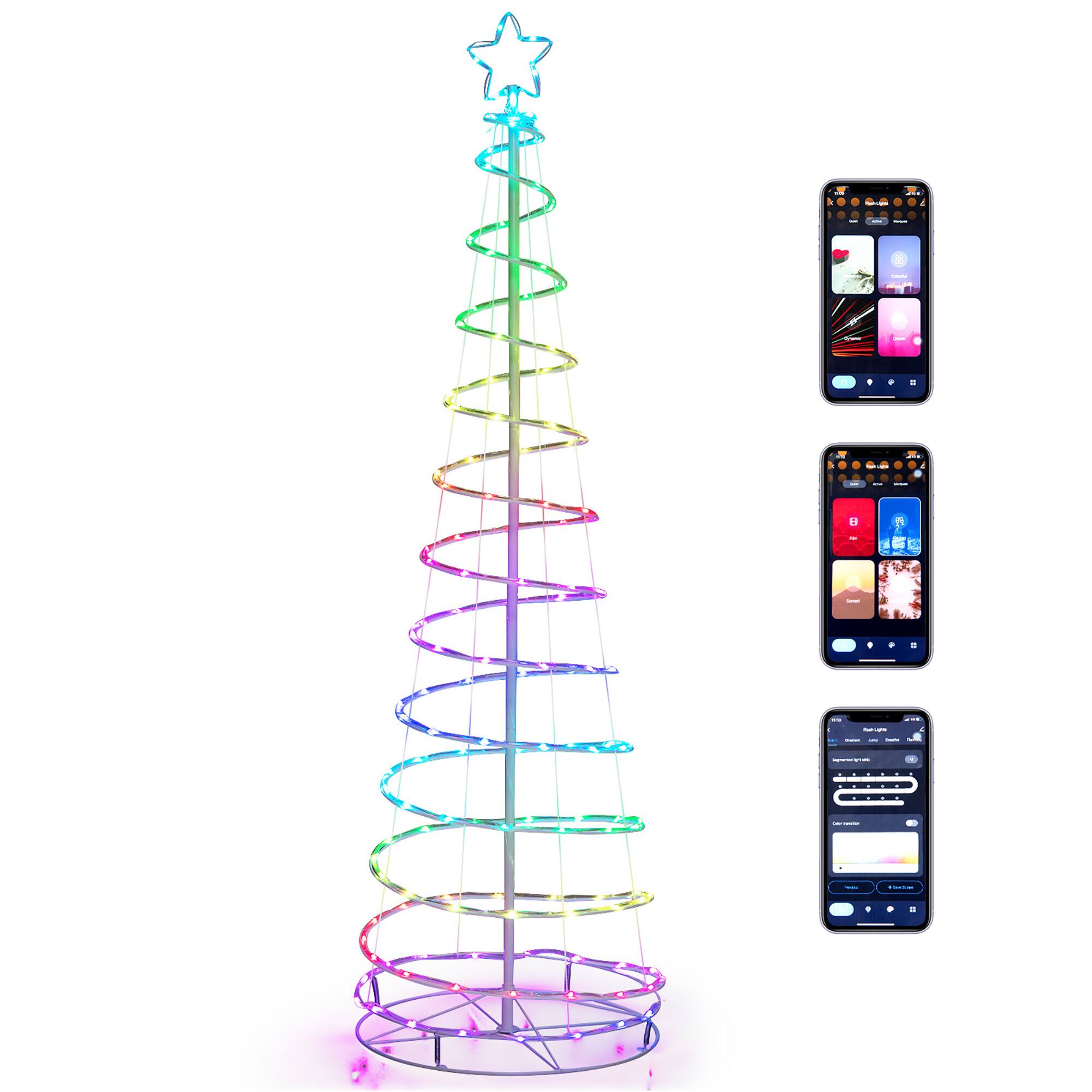 Alt View 8. Gymax - Gymax 6FT Retractable Spiral Christmas Tree Smart Decor Tree w/ 135 LED Lights & APP Control - White.