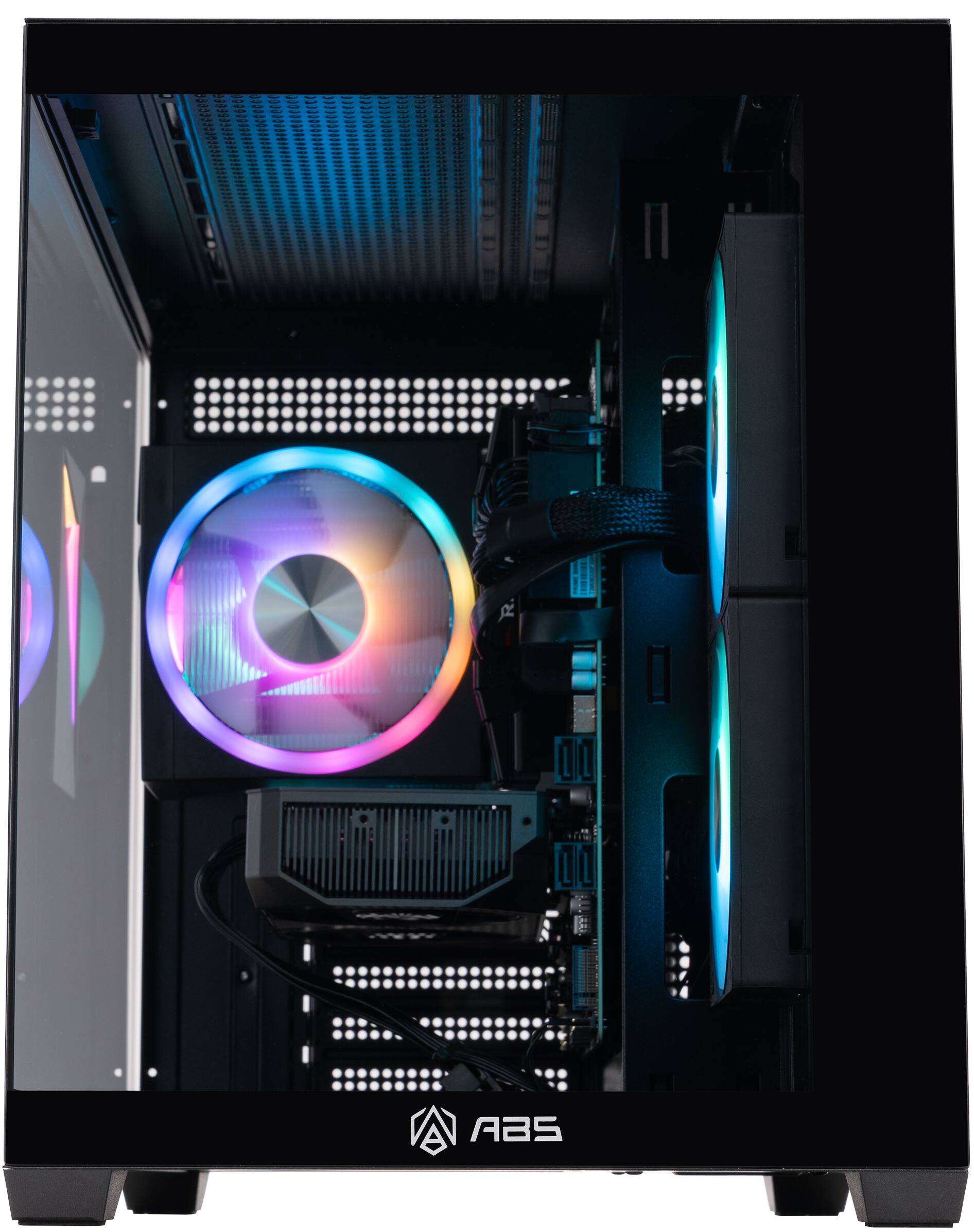 Angle. ADVANCED BATTLESTATIONS - ABS Flux II Aqua Gaming PC - Windows 11 - Intel Core i5-14400F - GeForce RTX 5060 - 32GB DDR4 3200MHz - 1TB - BLACK.