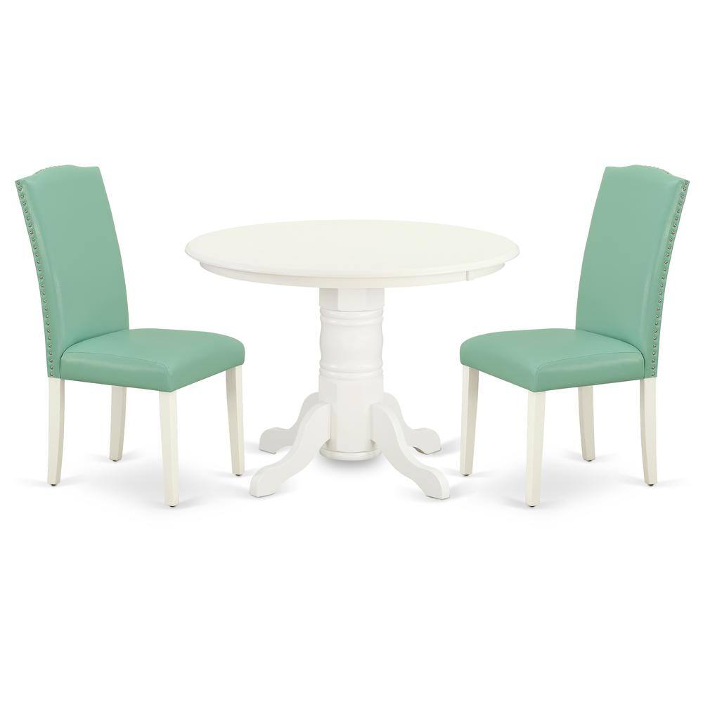 Back. East West Furniture - Dining Room Set Linen White - Brown.