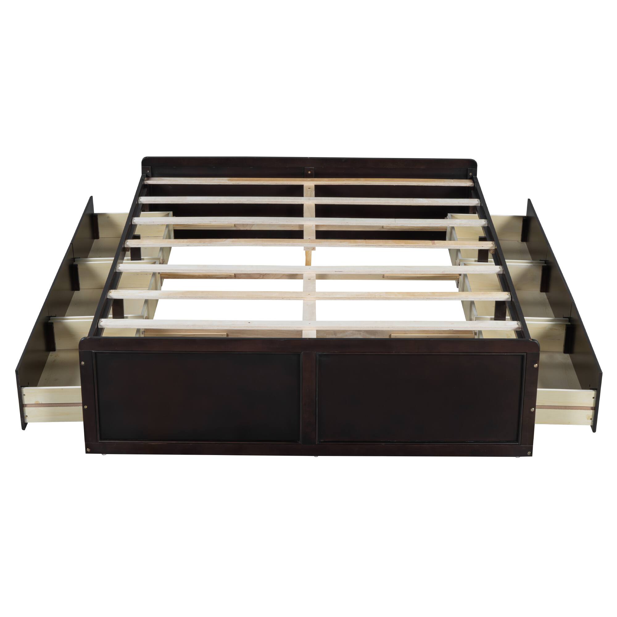 Angle. Whisen - Queen Size Platform Bed Frame with 6 Storage Drawers-Espresso - Espresso.