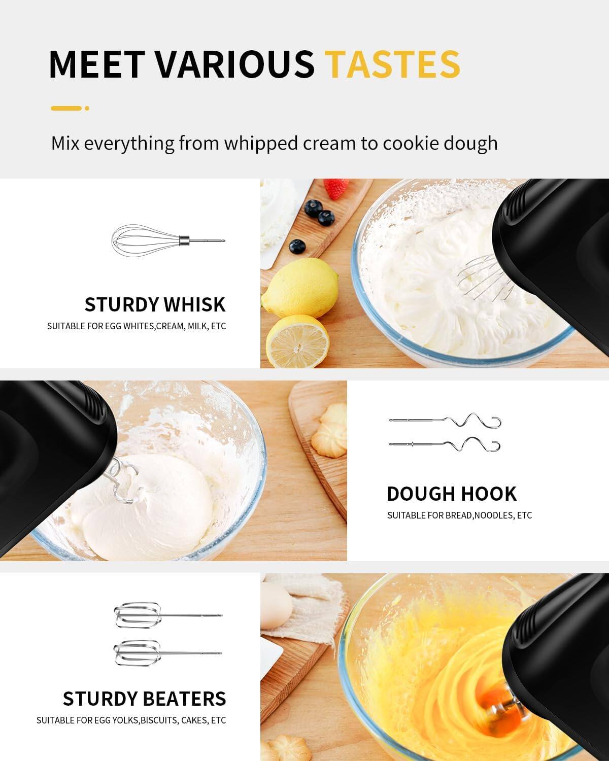 Shardor Hand Mixer Electric, 6 Speed & Turbo Mixer Electric Handheld ...