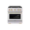 ZLINE - 30 in. Wide 4 Burner Autograph Edition Paramount Gas Range with Polished Gold Accents (SGRZ-30-G) - Stainless Steel