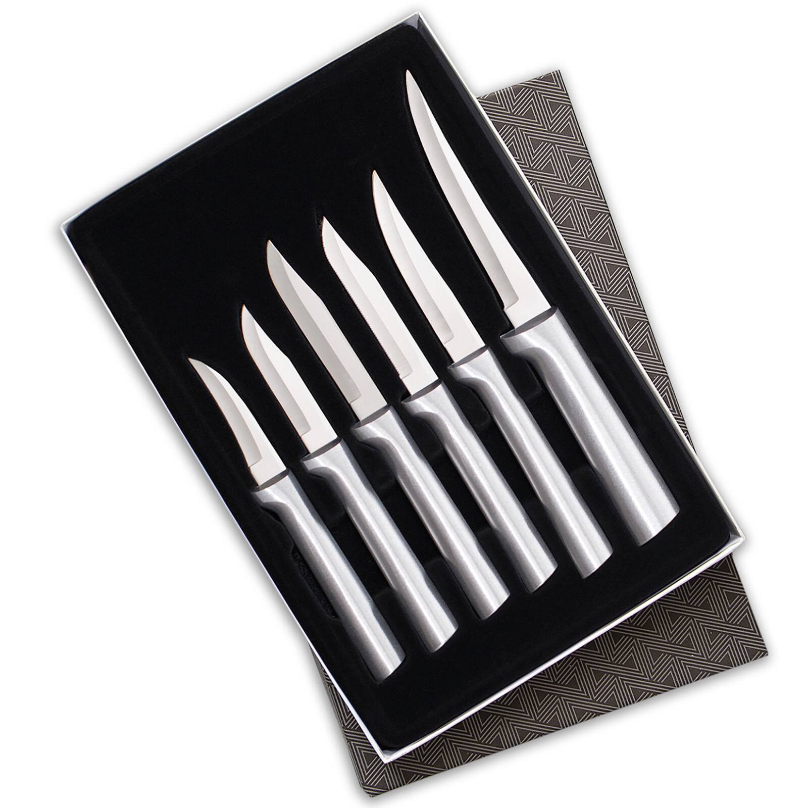 Front. Rada - 6 Piece All-Star Paring Knife Gift Set, Silver Handles - Silver.