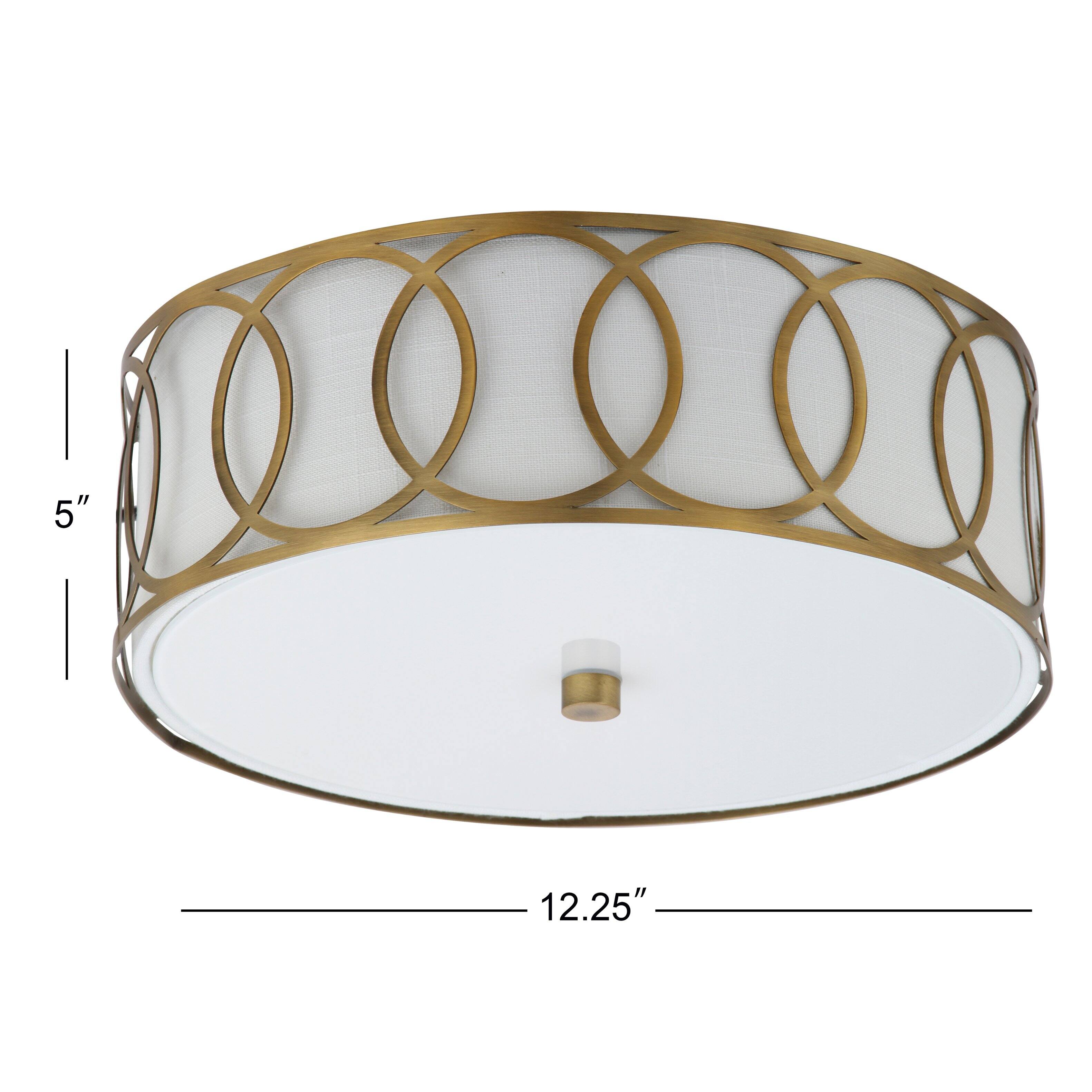 Alt View 2. Jonathan Y - Aria 2-Light 12.25" Metal LED Flush Mount, Brass Gold - Brass Gold.