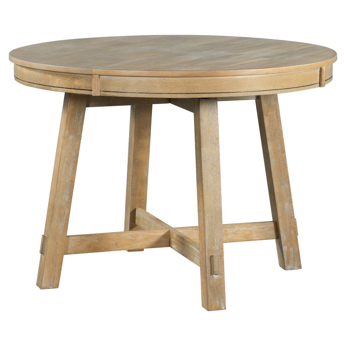 Alt View 2. Loheer - Loheer Round Extendable Dining Table, Natural Wood Wash, Seats Up to 6 - Natural Wood Wash.