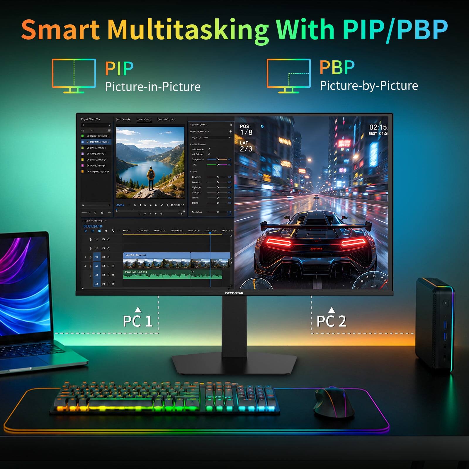 Smart Multitasking With PIP/PBP  
PIP Picture-in-Picture  
PBP Picture-by-Picture  

Apd ElletCook - 1 Devel.Vog/Know + Suco + 0 100g  
Cutell-Cole UV - C LOG - Stor  

POS 1/8 LAP 2/3  
02:15 BEST 01:5  

impress  
+  
0  
x  
o  

3  
be  

0  
Contain  
0  
ways Calories arous  
0 O 0  
05  
3000  

$600  
.  
.  
.  
Salvium  
- 00:01:24:18 R  
xxx  
00:00:00:00 00/0,000 BRON SALLS soxe  

a  
0  
0  
:  
ENIVICE  
0  
C  
0  
=  
4  
o 0  
Kucope Cravings  
1  
2 :  
5  
2  
DECOGTAR  
PC 1  
PC2