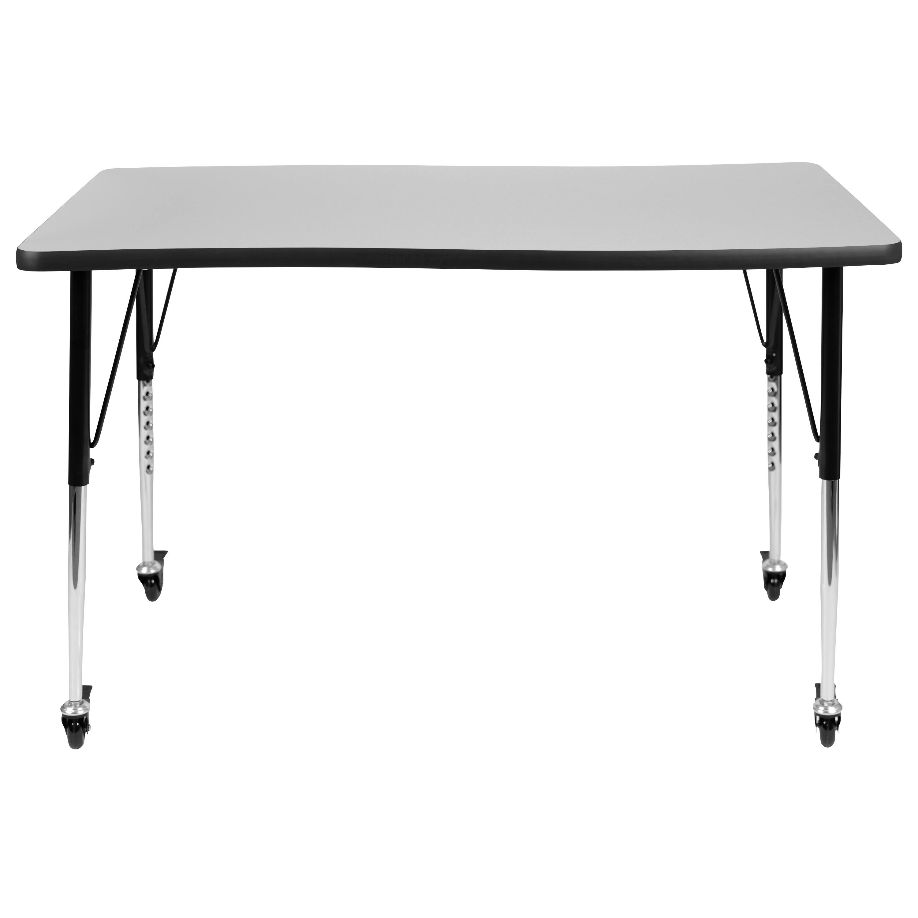 Alt View 5. Emma + Oliver - Mobile 28"Wx47.5"L Rectangle Wave Flexible Collaborative Adjustable Activity Table - Grey.