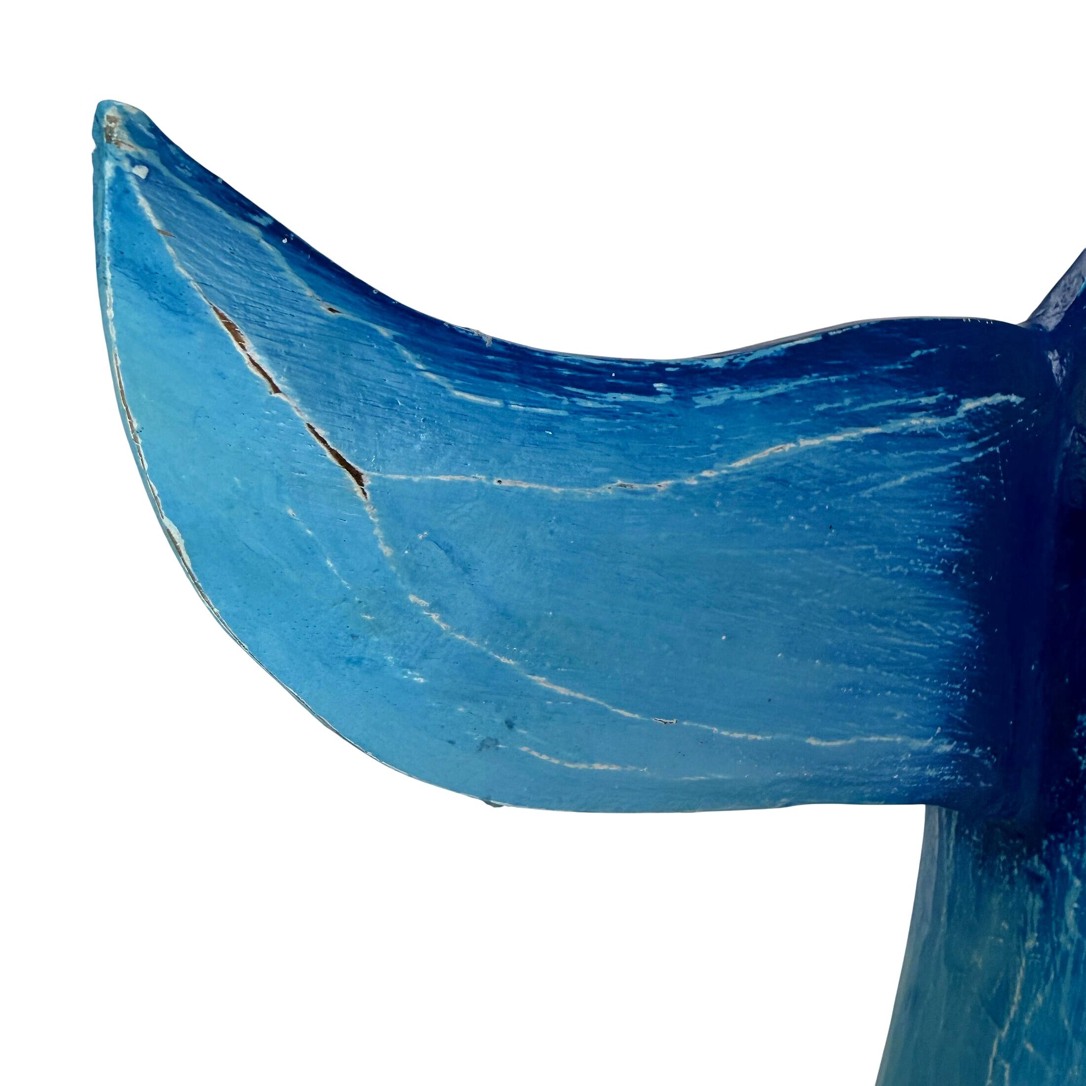 Alt View 7. Things2Die4 - Things2die4 Blue Wood Whale Tail Statue 33 Inch Height Coastal Floor Sculpture - Blue.