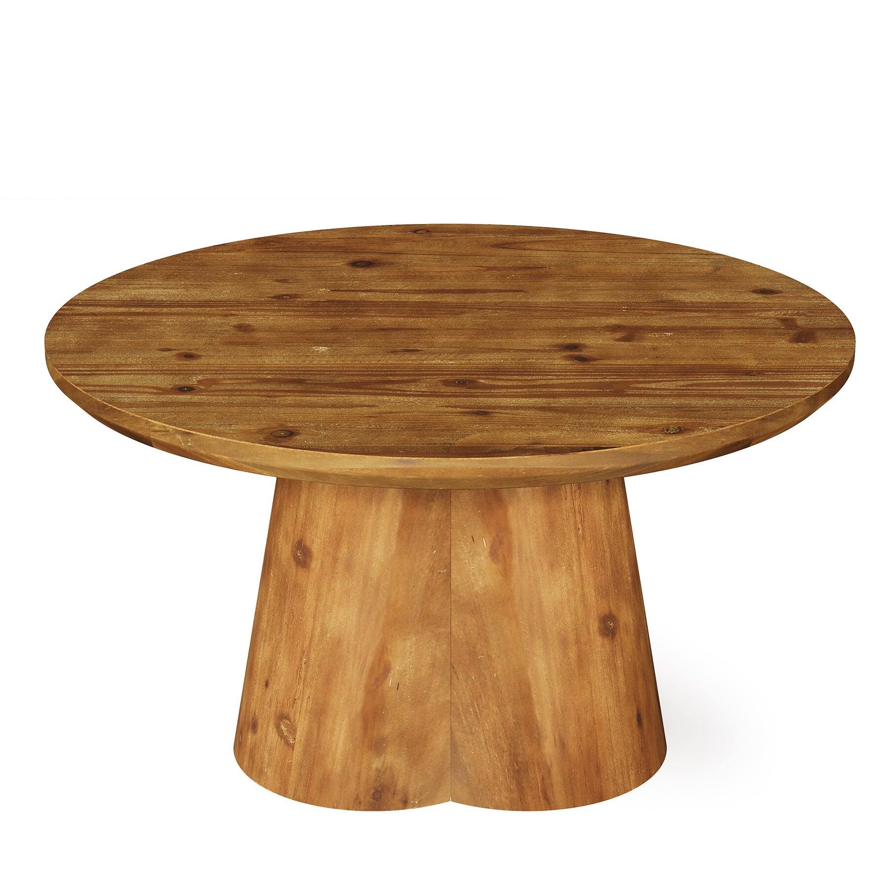 Alt View 4. Tribesigns - Solid Wood Coffee Table with Space-Saving Design and Round Top for Books, Drinks and Everyday Essentials - Brown.
