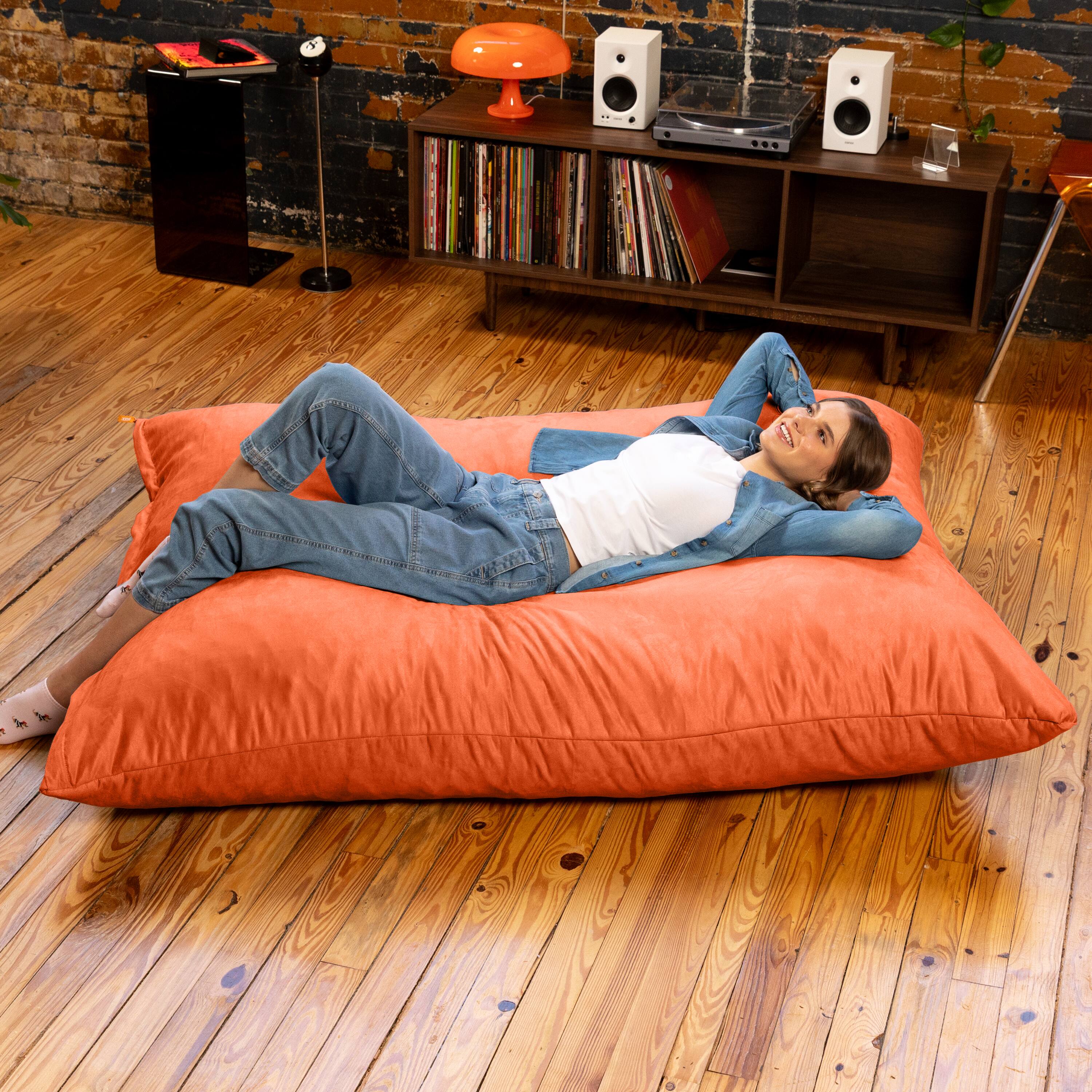 Alt View 1. Jaxx - Jaxx Pillow Saxx 5.5-Foot - Huge Bean Bag Floor Pillow and Lounger, Orange - Mandarin.
