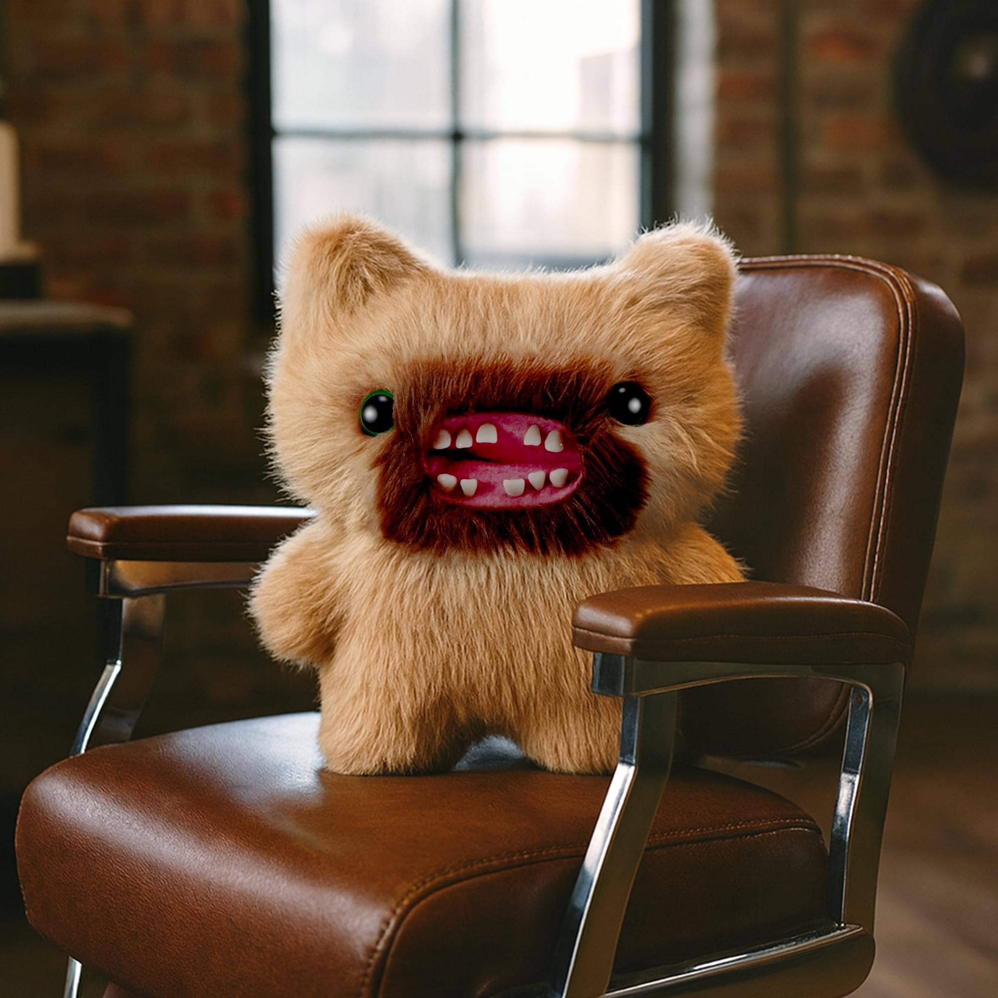 Alt View 3. ZURU - Fuggler Hairy Fuggs 9 Inch Plush | Screech - Brown.