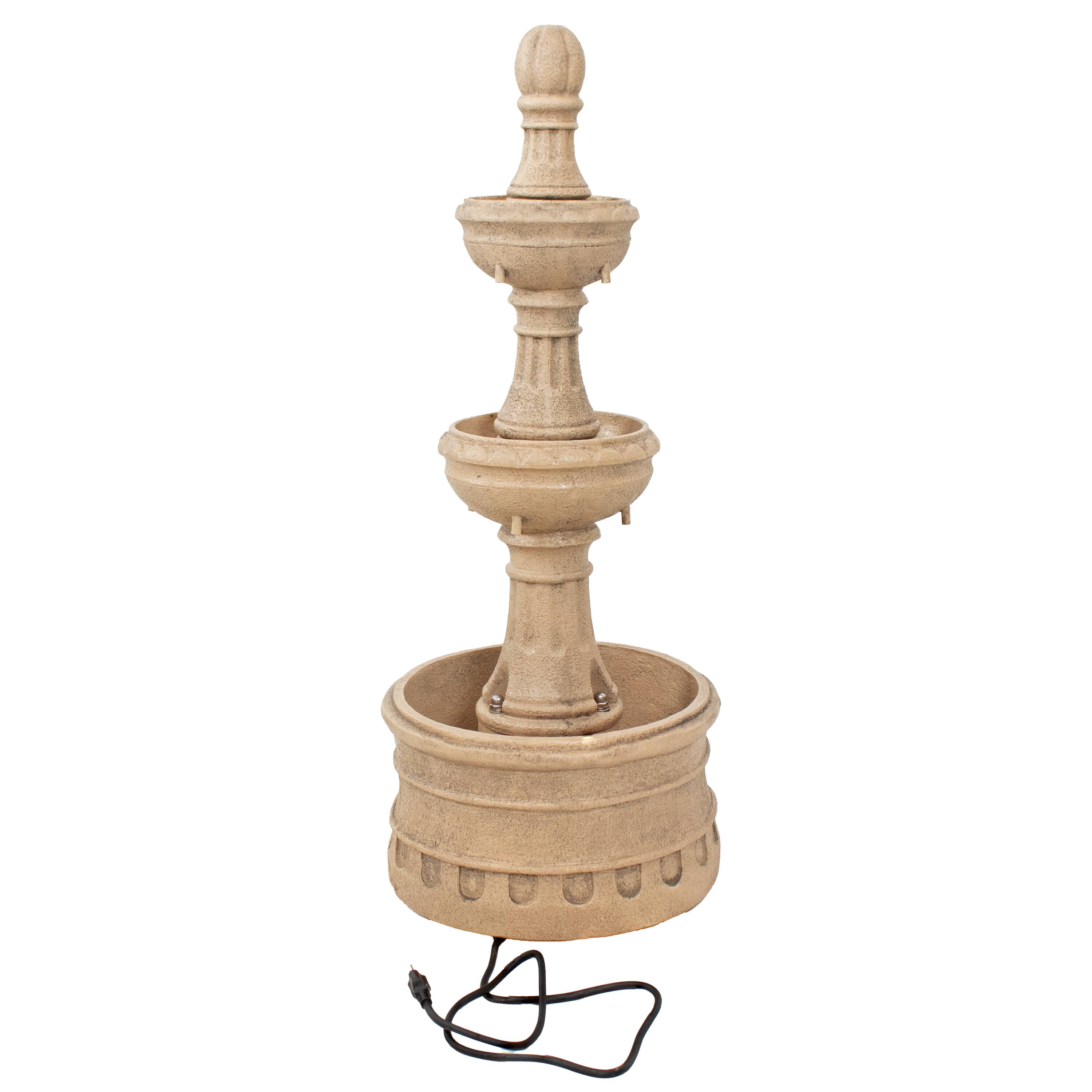 Alt View 8. Sunnydaze - Cyprus 3-Tier Polyresin Outdoor Fountain - Eggshell.