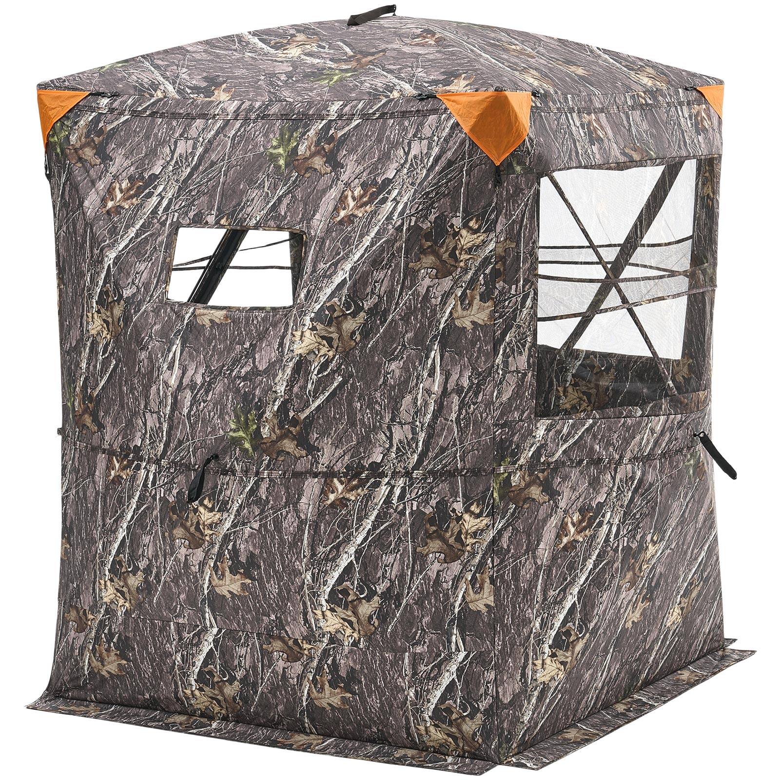 Alt View 5. VEVOR - Hunting Blind, 2-3 Person Thermal Ground Blinds with Tri-Leg Chair and Carrying Bag, Portable Camouflage Tent - camouflage color.