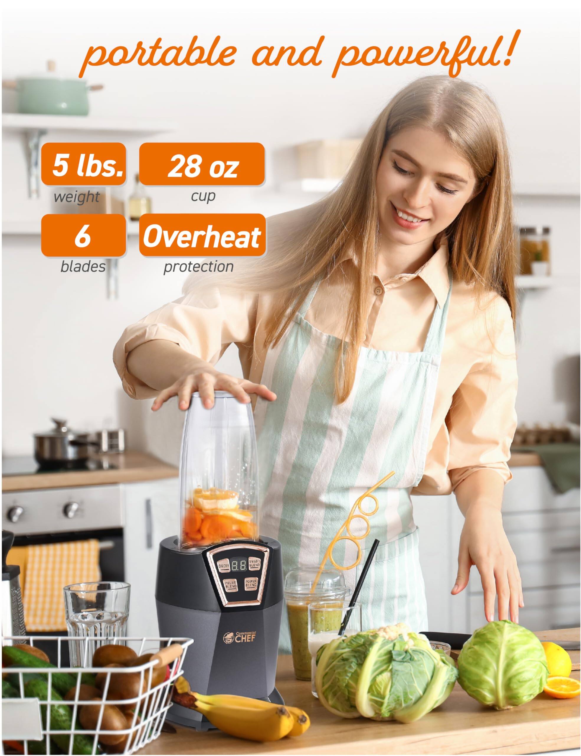 portable and powerful! 5 lbs. 28 oz weight 6 Overheat blades protection HE2 8.8 i :  FOM -  S  - CHEF