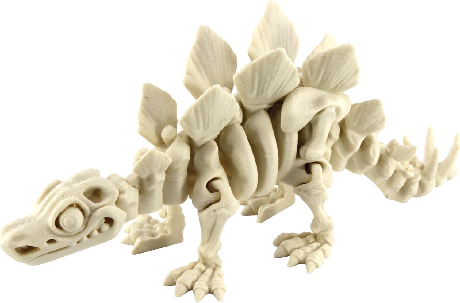 3D Printed Skeleton Stegosaurus, Prehistoric Collectible Articulating Dinosaur Figurine Desk Décor White by PowerTRC