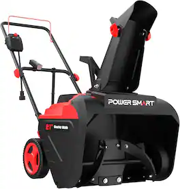 POWERSMART - 21-Inch 15-Amp Corded Electric Snow Blower – 180° Adjustable Chute with 30-Ft Throwing Distance - Red