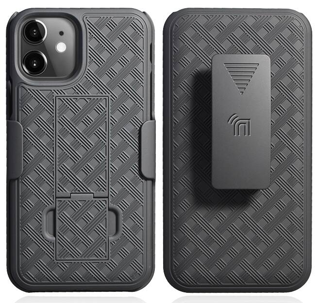 Alt View 2. Nakedcellphone - Case with Stand and Belt Clip Holster for iPhone 11 - Black.