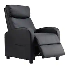 Sweetcrispy - Adjustable Modern Power Recliner Chair, Faux Leather Upholstered Small Sofa with Side Pocket for Living Room Bedroom - Black