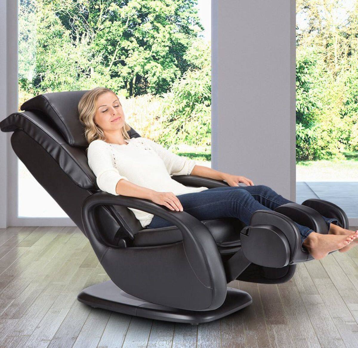 Back. Human Touch - WholeBody 5.1 Swivel Massage Chair Recliner with Foot & Calf Massager, Orbital Back Massage & Retractable Ottoman - Black.