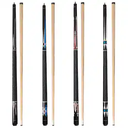 GSE Games & Sports Expert - Set of 4 58" 2-Piece Maple Pool Cue Sticks Set for Men/Women - 18/19/20/21oz Each - Black