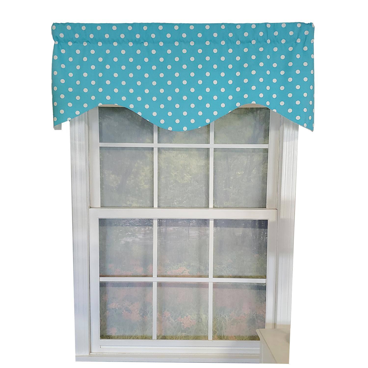 Front. RLF Home - RLF Home Polka Dot Cornice 100% Cotton with Fully Lined 3" Rod Pocket Valnance for Windows 50" x 17" Baby Blue - Baby Blue.