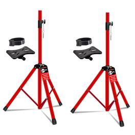 5 CORE - Speaker Stand Tripod Pair Heavy Duty Adjustable 54" Universal Mount for PA DJ Studio w Bag - Red