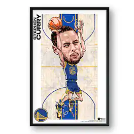 Sporticulture - Stephen Curry Golden State Warriors Framed 27" x 39" Player Caricature Art - Multicolor