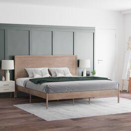 Emma + Oliver - Ashton Classic Wooden Platform Bed with Headboard - Light Brown