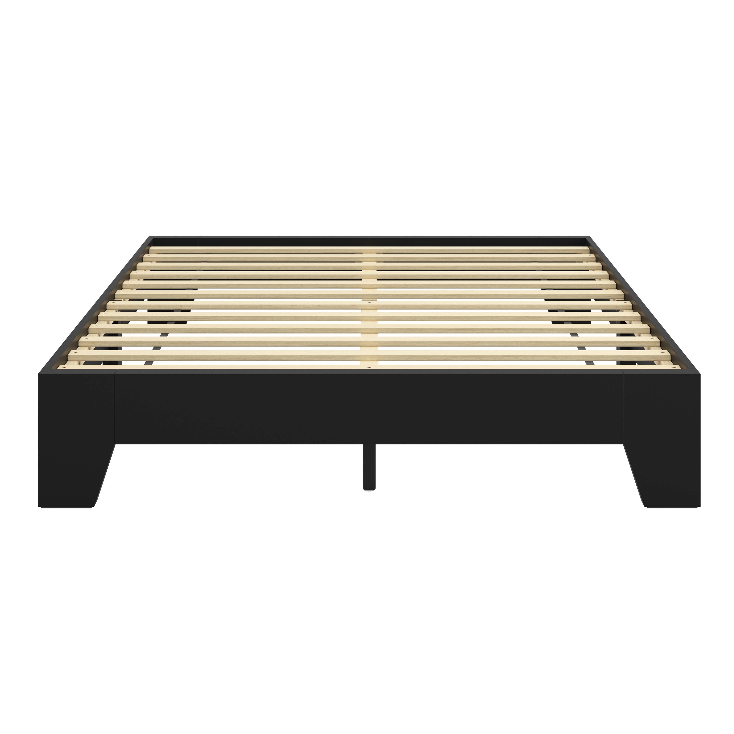 Alt View 1. Boyd Sleep - Lugano Platform Bed Frame - Solid Wooden Slat Support, No Box Spring Needed, Queen - BLACK.