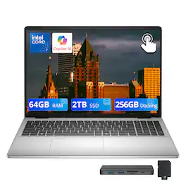 Dell - Upgraded - Inspiron 16" FHD+ Touch Laptop,Intel 7 150U,64GB RAM,2TB SSD+256GB Dock,Backlit,Fingerprint,Copilot,Win 11 - Silver