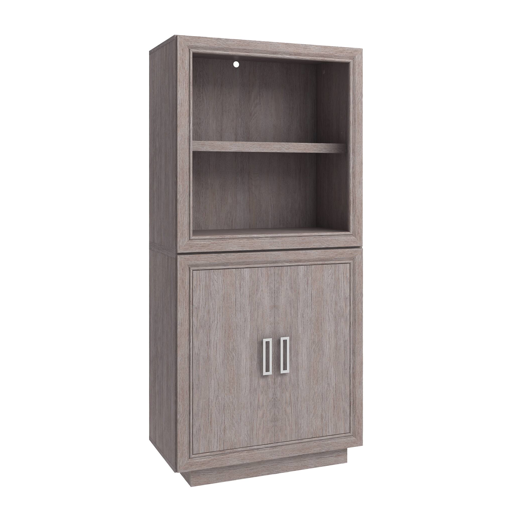 Front. TinyHomie - Stackable Base Cabinet & Bookcase Bundle Brown finish.