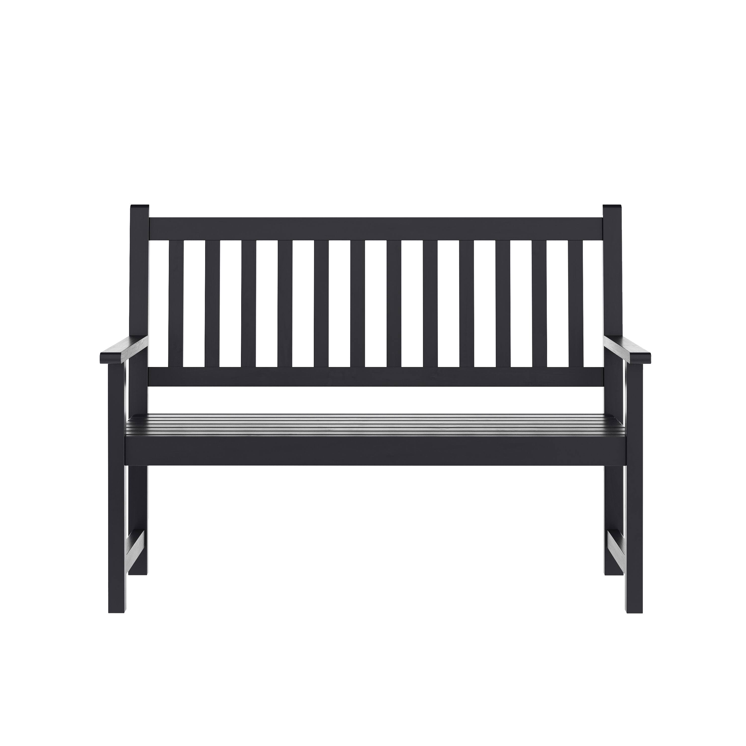 Alt View 7. Emma + Oliver - Acacia Wood Slatted Patio Bench Loveseat for 2 for Indoor/Outdoor Use - Black.