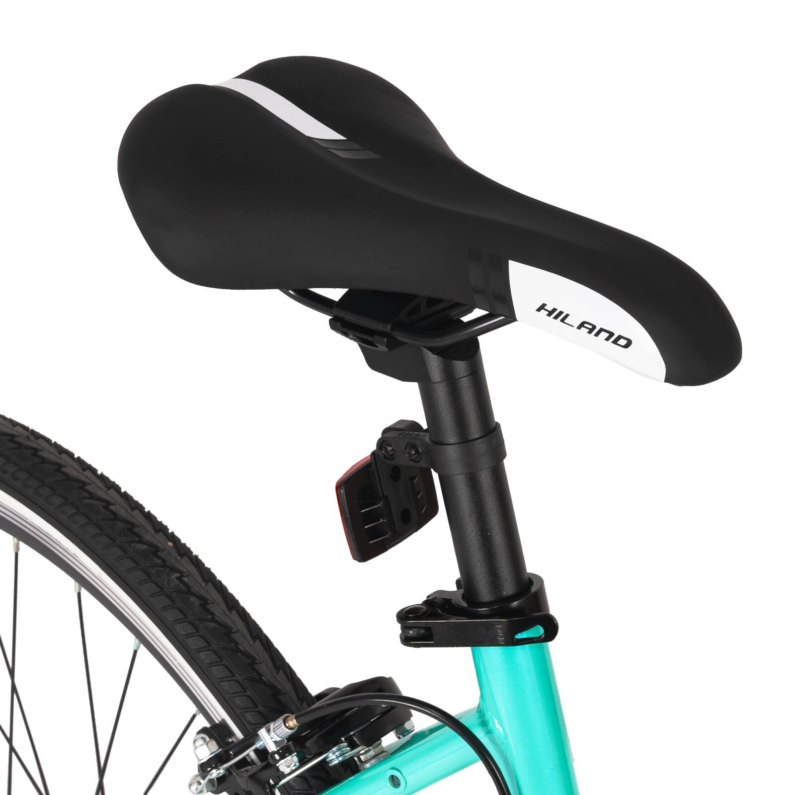 Alt View 9. HILAND - HILAND Flow 700C Adult Hybrid Bike, 7 Speeds Commuter Bicycle for Men Women, Aluminum Alloy Frame, Mint Green - mint green.