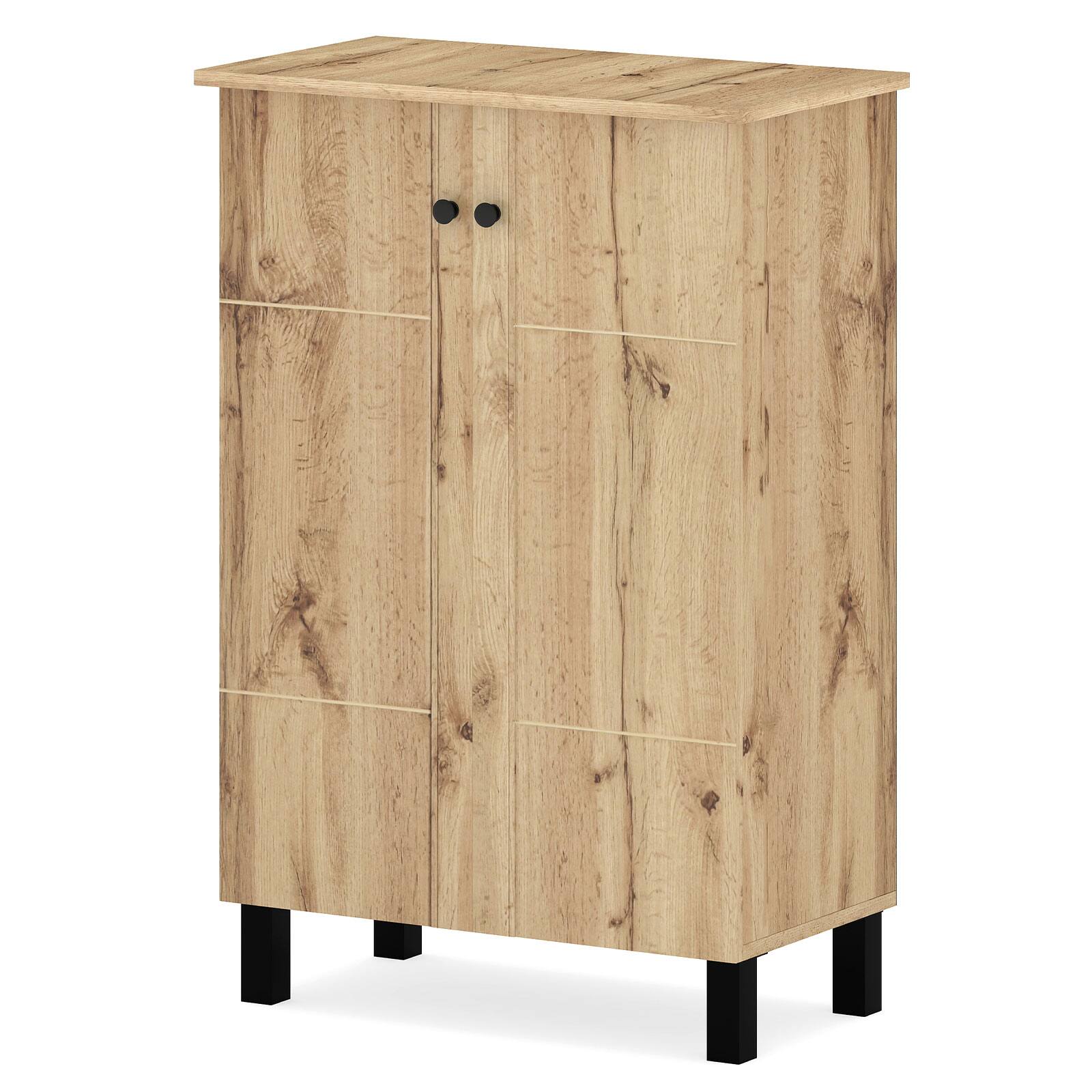 Alt View 9. Gymax - Gymax Shoe Storage Cabinet 4-Tier Shoe Organizer w/ Removable Shelves & 2 Doors - Natural, Black.