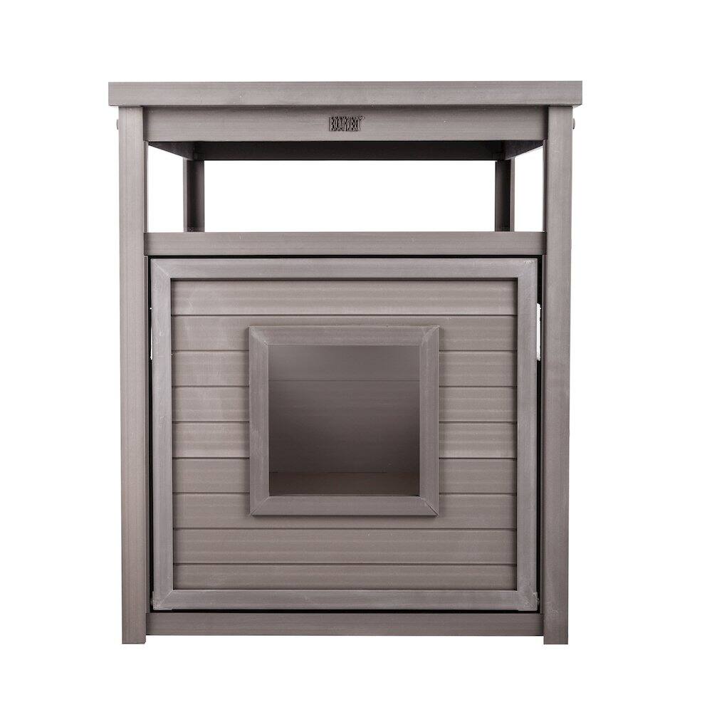 Back. New Age Pet - ECOFLEX Jumbo Litter Box Cover End Table - Grey - Grey.