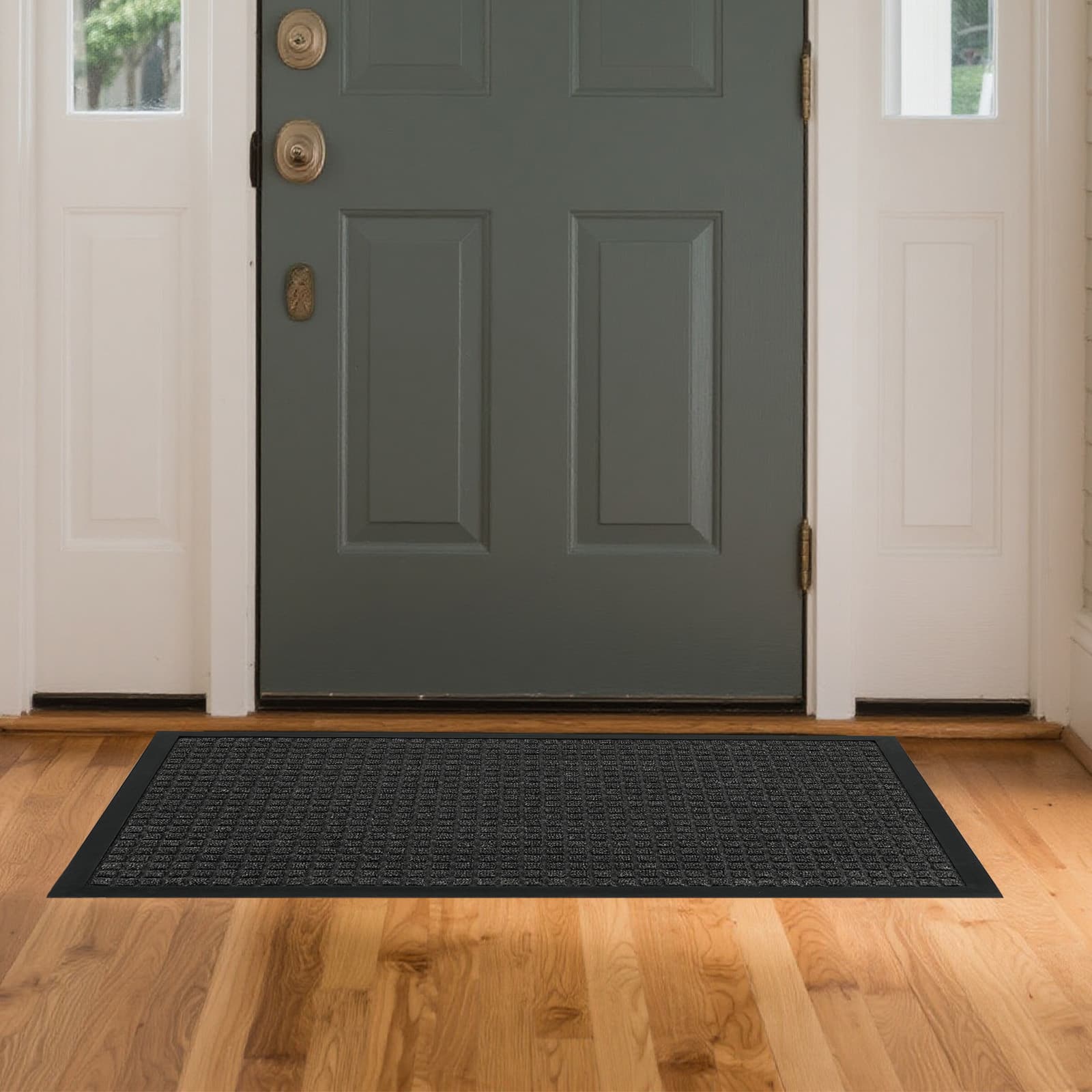 Winado - 35x23 Inch All-Weather Rubber Welcome Mat, Stain Resistant and Easy to Clean, In/Outdoor - Gray