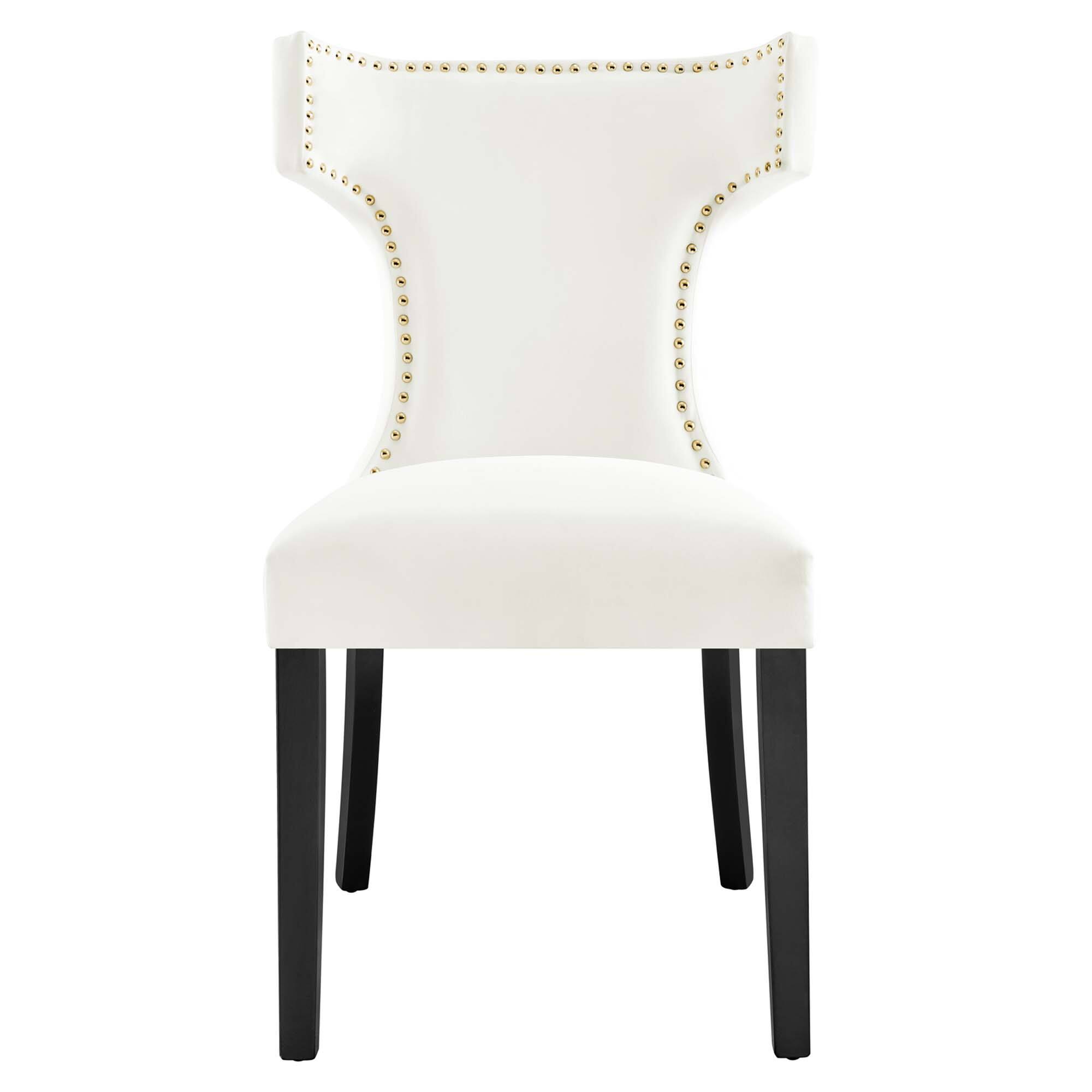 Alt View 4. Modway - Curve Performance Velvet Dining Chairs Set of 2 by Modway - White.