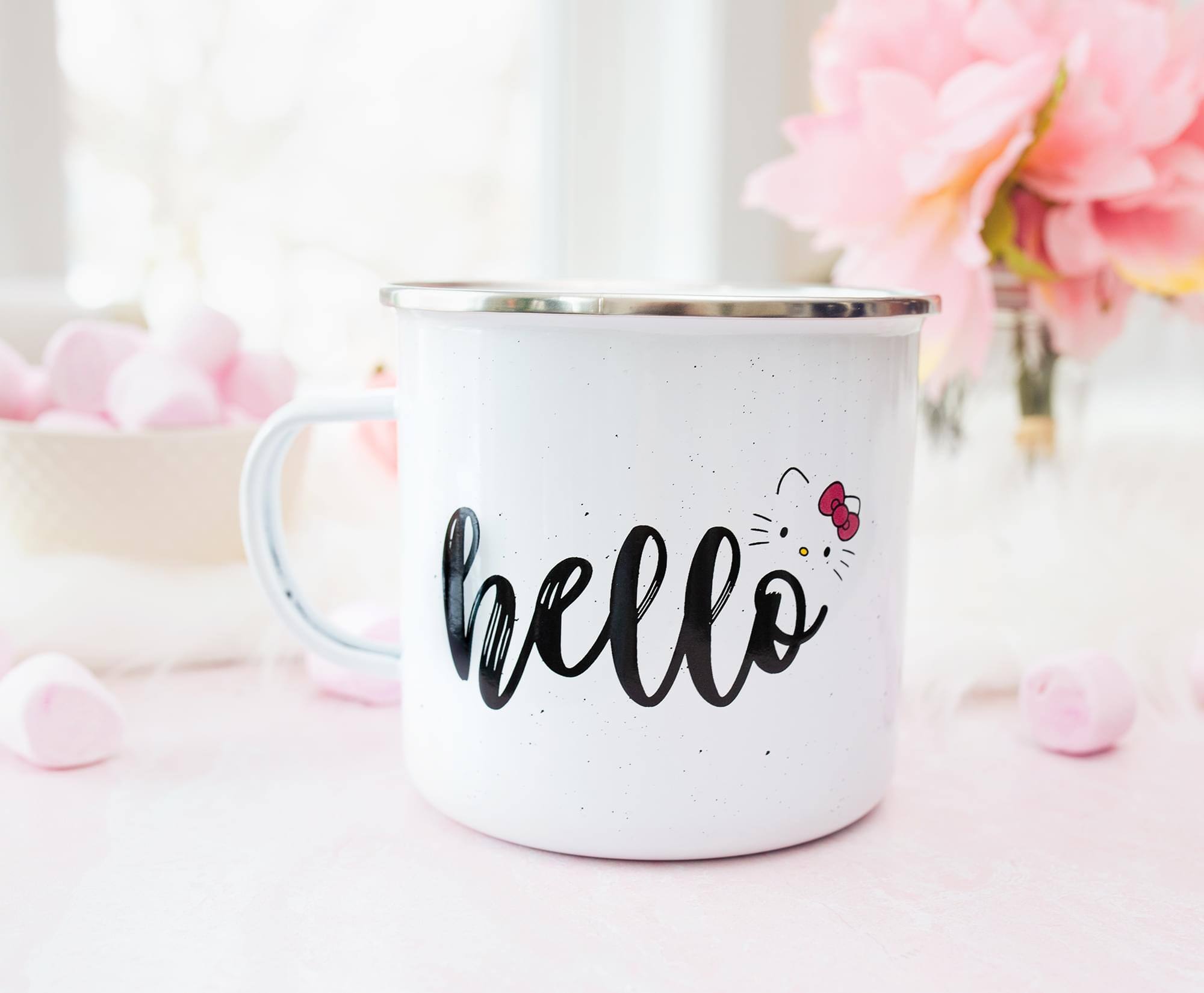 Alt View 2. Silver Buffalo - Sanrio Hello Kitty "Hello" Ceramic Camper Mug | Holds 20 Ounces - White.