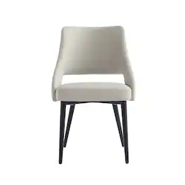 Manhattan Comfort - Tremont Modern Metal Vegan Leather Dining Chair - Stone Gray