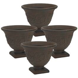 Sunnydaze - 16 in Darcy Polyresin Planter - Set of 4 - Rust