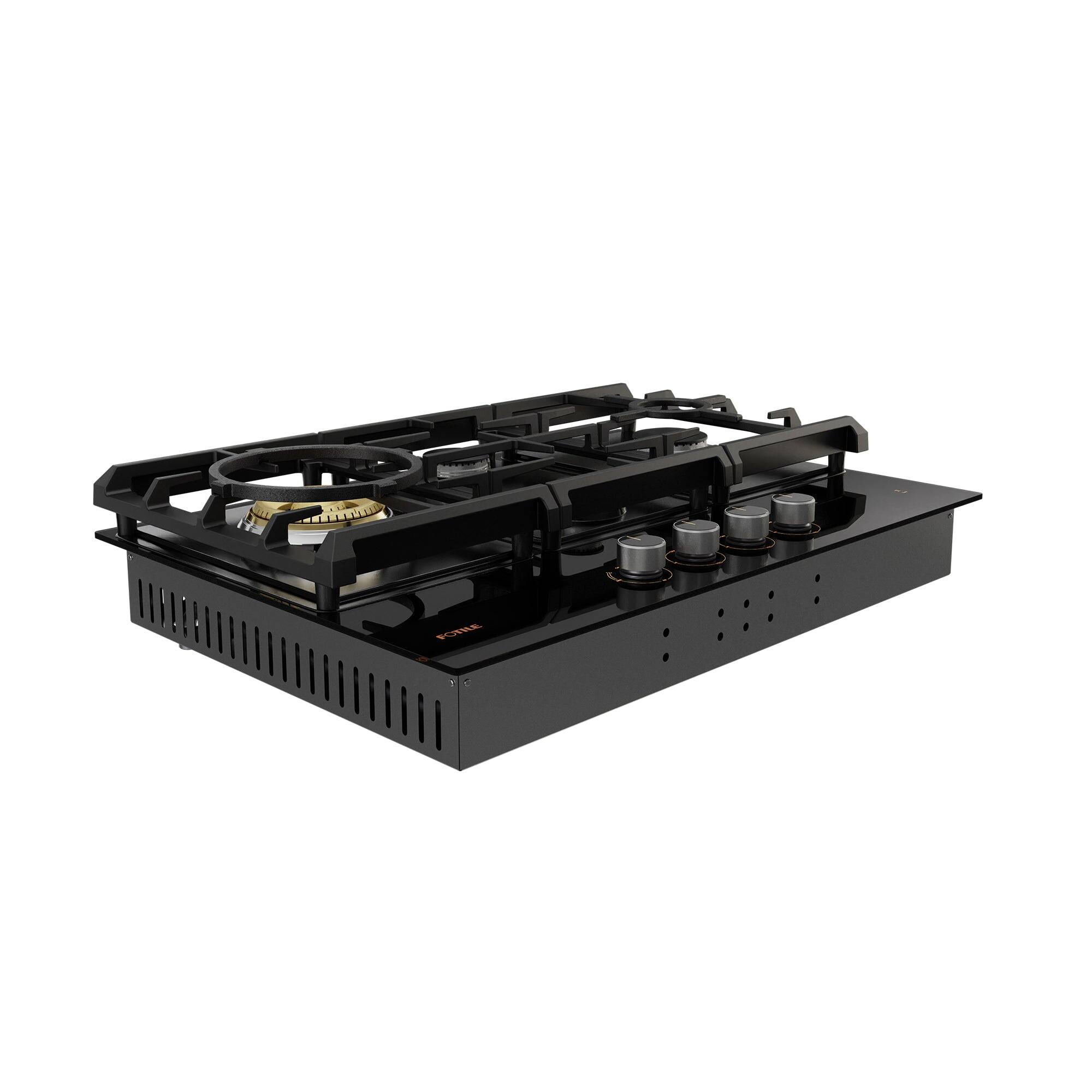 Alt View 1. FOTILE - FOTILE Tri-Ring 30" Gas Cooktop in Tempered Glass with 4 Burners Including Flame Failure Device - Black.