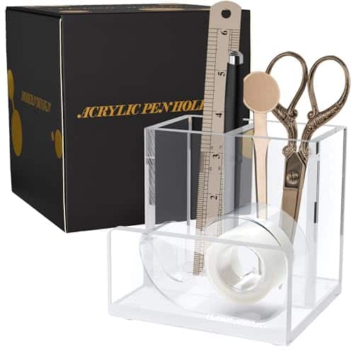 Vulpecula Spade - Pen Organizer for Desk-A Modern Desk Accessory w/a Removable Divider is Great as a Pen & Makeup Brush Holder-This Chic