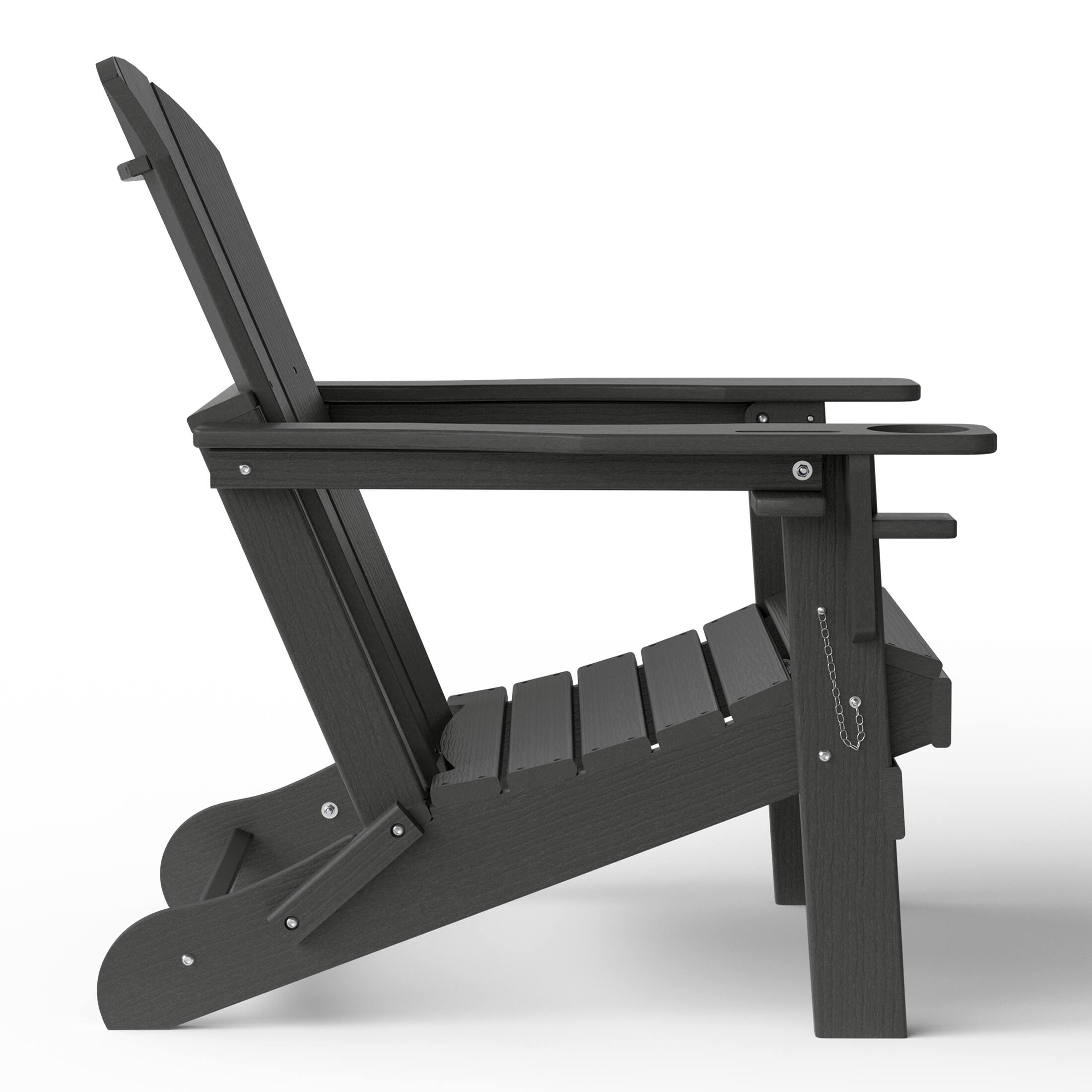 Left. WestinTrends - WestinTrends Nantucket Outdoor Patio HDPE Resin Adirondack Chair With Cup Holder and Phone Holder - Gray.