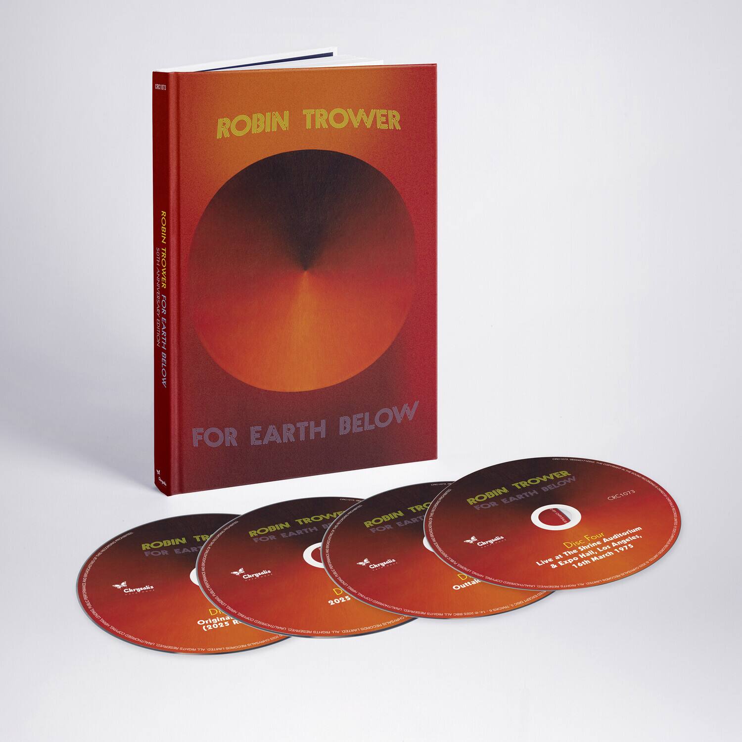 ROBIN TROWER  
FOR EARTH BELOW  

ROBIN TROWER  
FOR EARTH BELOW  

ROBIN TROWER  
FOR EARTH BELOW  

ROBIN TROWER  
FOR EARTH BELOW  

Original (XO2E)  
2025  

Disc For Audio  
Live The Hall, London, March 16th 1975  
Excerpt, 16th March 1975  

Chrysalis