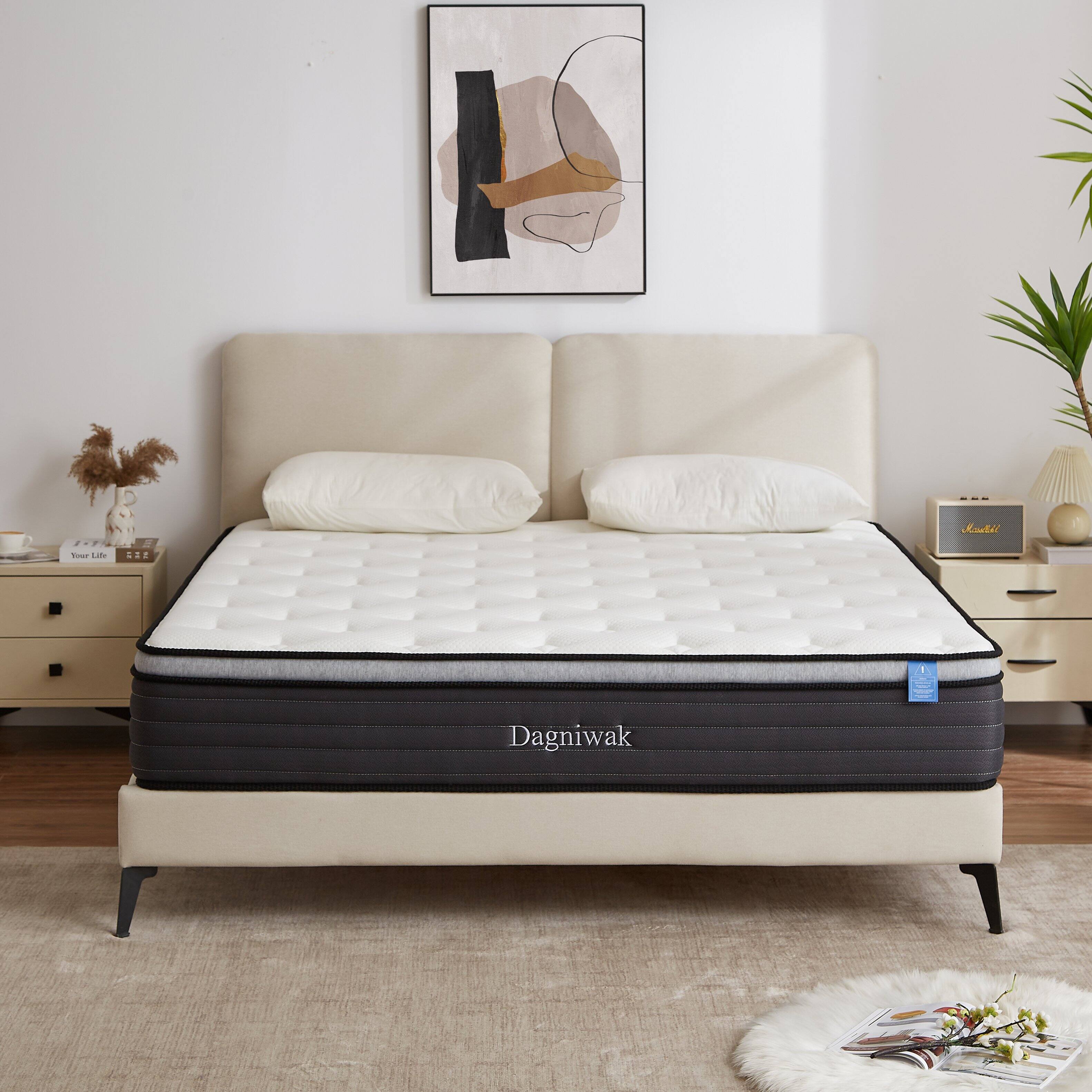 Angle. Yardgrace - 10 Inch Hybrid Twin Mattress in a Box Pocket Springs Soft Breathable Medium Firm Motion Isolation,CertiPUR US - White.