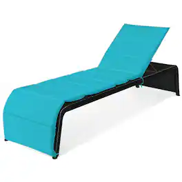 Kadyn - Outdoor Chaise Lounge Chair, Patio Rattan Lounge Chair Back Adjustable Chaise Recliner - Blue