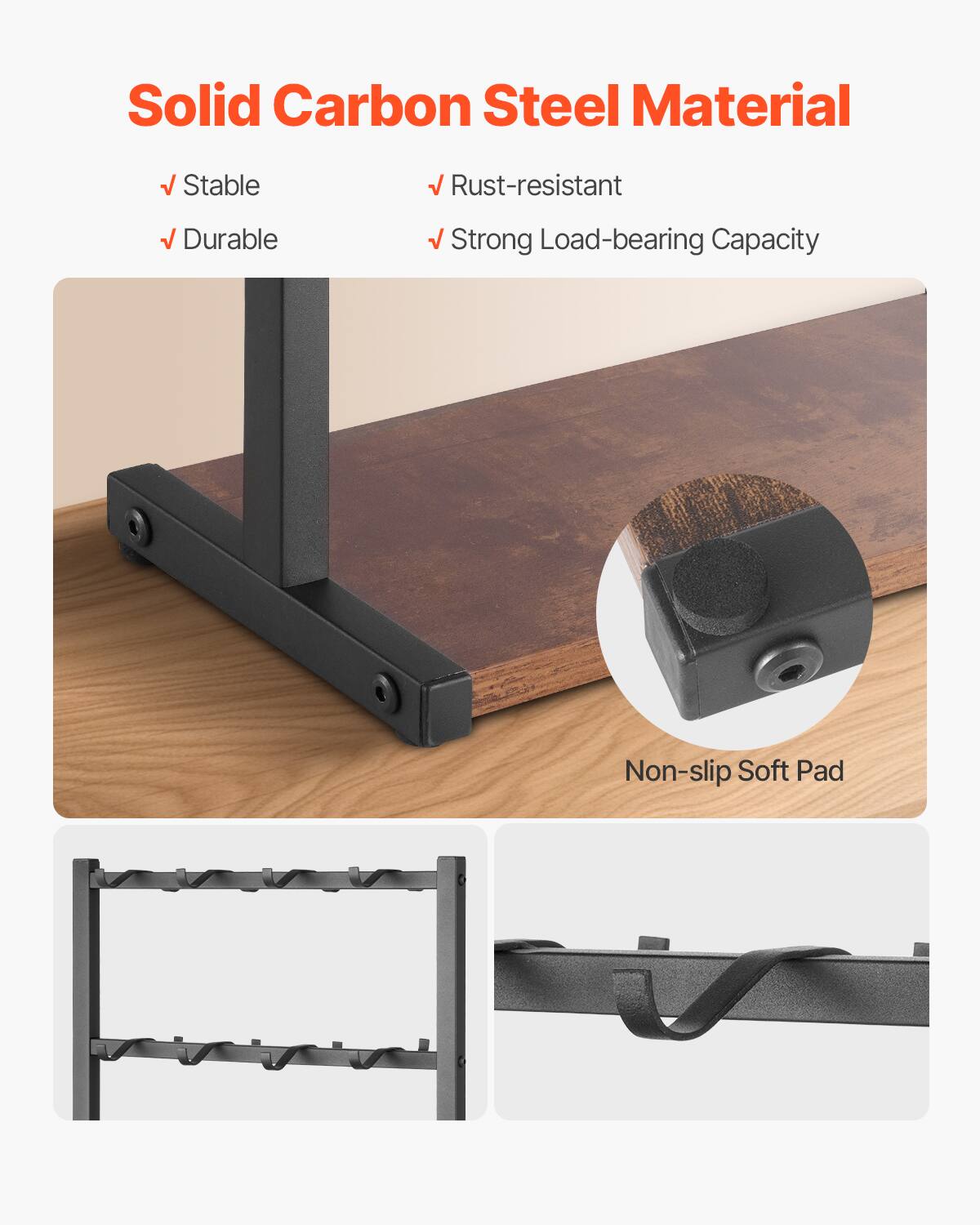 Solid Carbon Steel Material

- Stable
- Durable
- Rust-resistant
- Strong Load-bearing Capacity

Non-slip Soft Pad