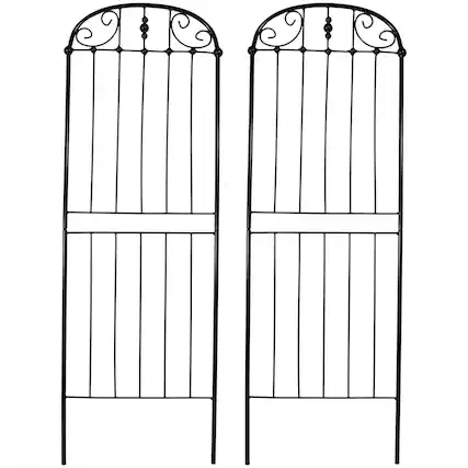 Front. Sunnydaze - 32 in Steel Wire Traditional Garden Plant Trellis - Set of 2 - Black.
